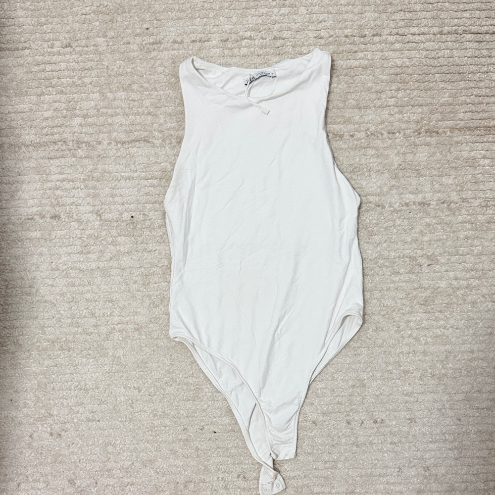 Zara White Sleeveless Bodysuit